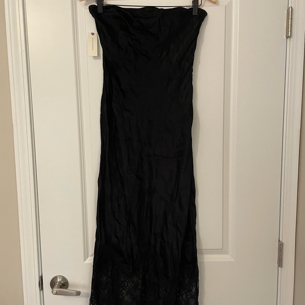 NWT By Anthropologie Lace Trim Midi Black Strapless Tube Dress - Picture 3 of 11